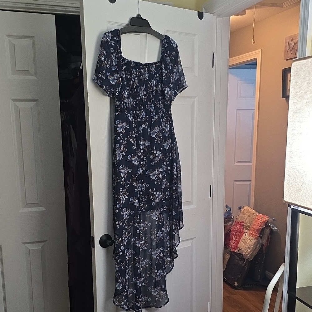 Kohl's Navy Floral High Low Dress